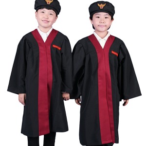 18509-CW25_아동판사복,법복(자주) 모자별매 유치원 초등학생용 역할의상 역할놀이 판사가운 할로윈 코스튬