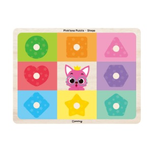 33061-핑크퐁 꼭지퍼즐 - 모양 / 모양퍼즐 원목퍼즐 아기상어  도형맞추기 모양맞추기 끼우기  영어단어 사물이름